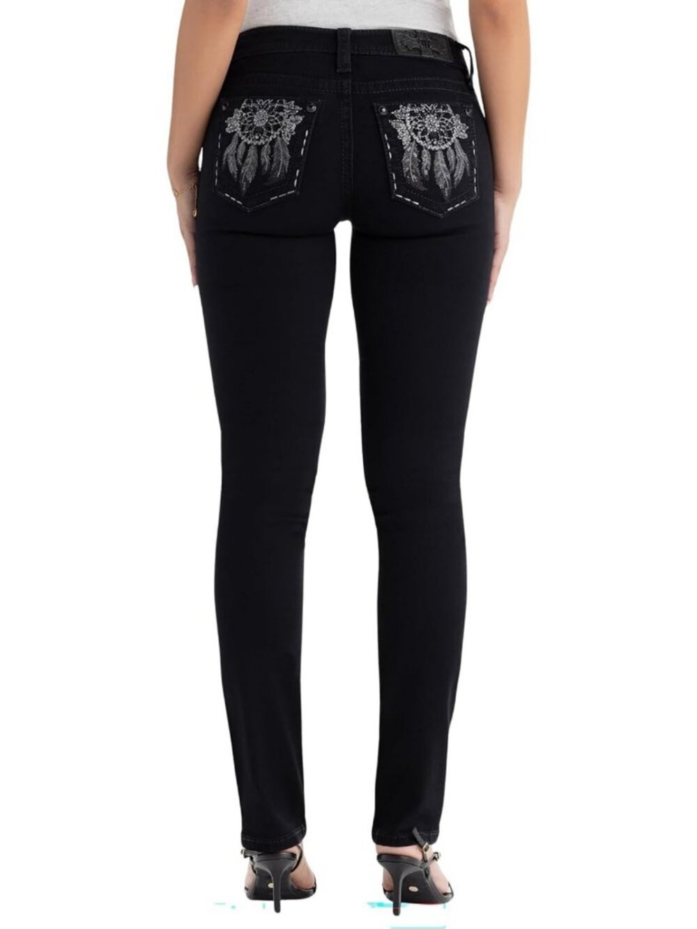 Mid-Rise Straight Jeans for Women, Divine Dreamer Dreamcatcher Denim Style